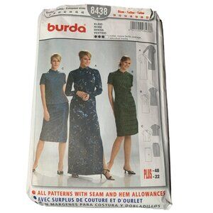 Burda 8438 Size Dress Pattern 10-22 Semi-Fitted Short/Mid/Maxi